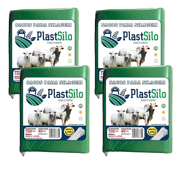 Saco Para Silagem Verde Pacote Com 400 Unidades + 400 Abraçadeiras