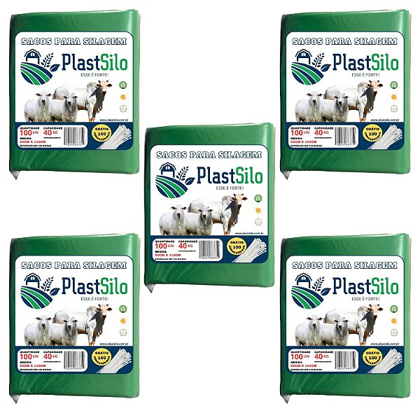 Saco Para Silagem Verde Pacote Com 500 Unidades + 500 Abraçadeiras