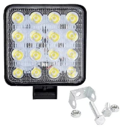 FAROL MILHA LED AUXILIAR QUADRADO MEDIO 16 LEDS 48W BIVOLT (MO-48W)