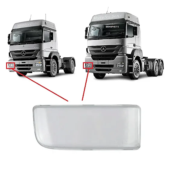 VIDRO DO FAROL DIREITO - MERCEDES AXOR 1933 / 2035 / 2544 / ... (0008264310 / 500799)