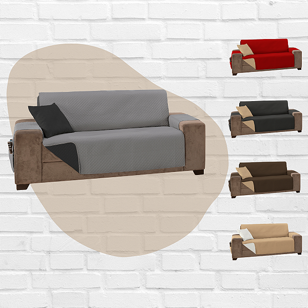 Capa De Sofa Reclinavel 4 Lugares Dupla Face Impermeavel Pet