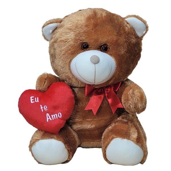 Ursinho Apaixonado De Pelúcia Com Coração 30cm Eu Te Amo