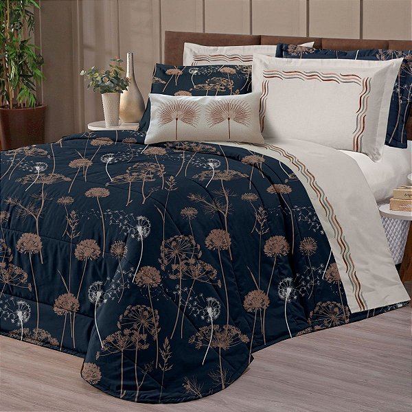 Kit Edredom Queen 3 Peças Estampado Premium Algodão