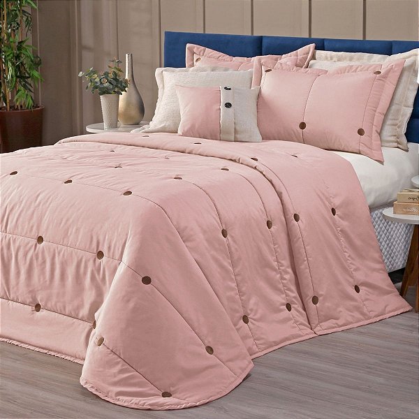 Cobre-Leito Queen 7 Peças Bordado 200 Fios Premium Luxo