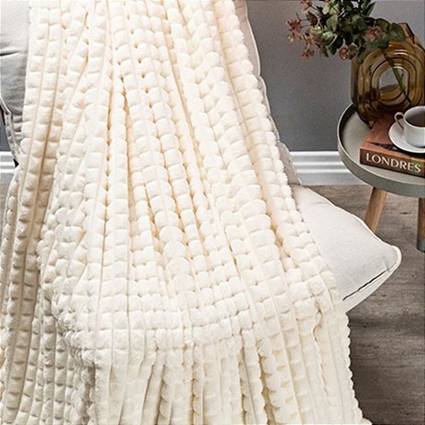 Cobertor Queen Boreal Flannel Inverno Jacquard Diamante