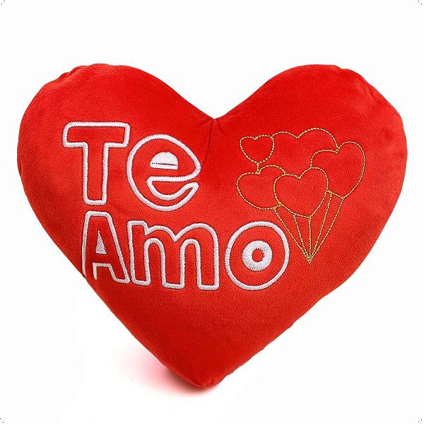 Kit Coração Pelúcia Te Amo Bordado Presente Love Romântico