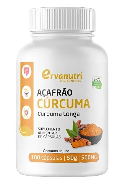 Açafrão cúrcuma 100 caps - 100 caps 500mg - Ervanutri