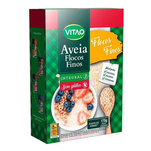 Aveia flocos finos sem glúten