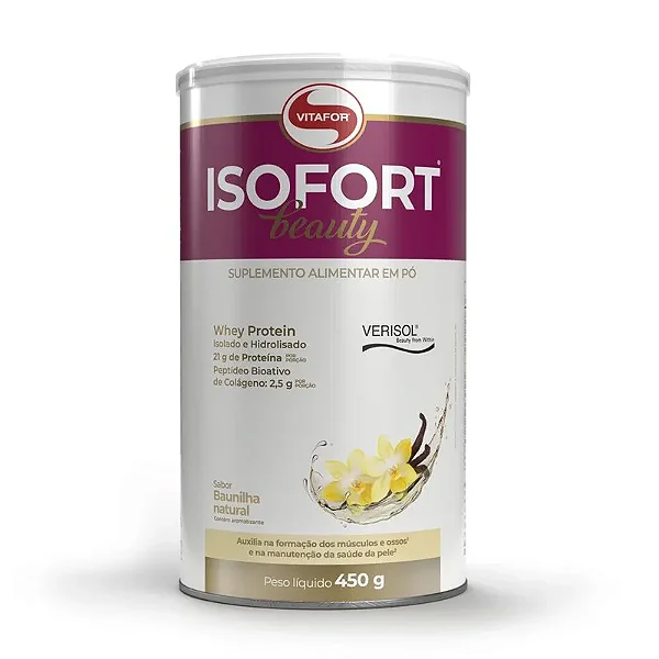Isofort Beauty Whey Isolado e Hidrolizado - Vitafor 450 gramas
