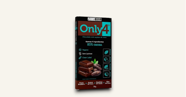 Only4 Chocolate 85% Cacau Sem Lactose Vegano Only4 20g