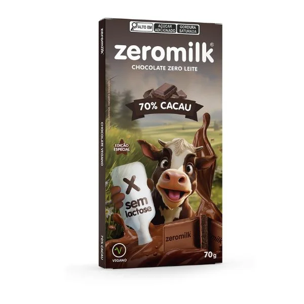 Chocolate Vegano 70% Cacau 70g - Zeromilk