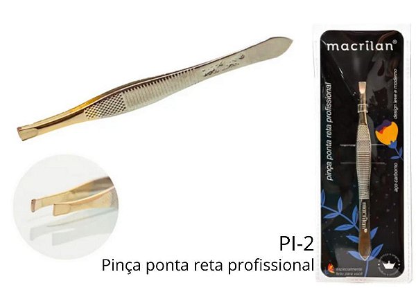 Pinça Profissional Ponta Reta Macrilan