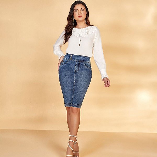 Saia Jeans Tradicional 62 cm