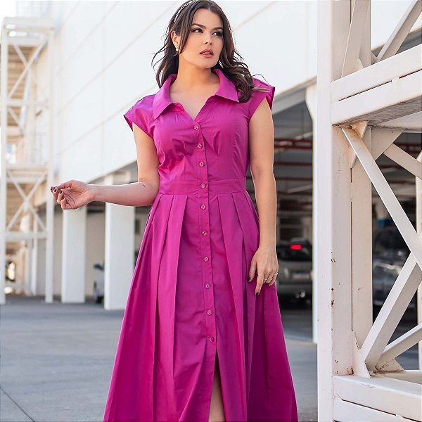 Vestido Chemise Godê Tricoline