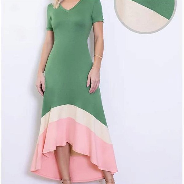 Vestido Mulet Multicor Decote V