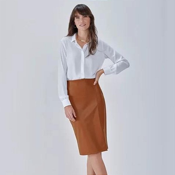 Saia Midi Camel Com Fenda Suzie