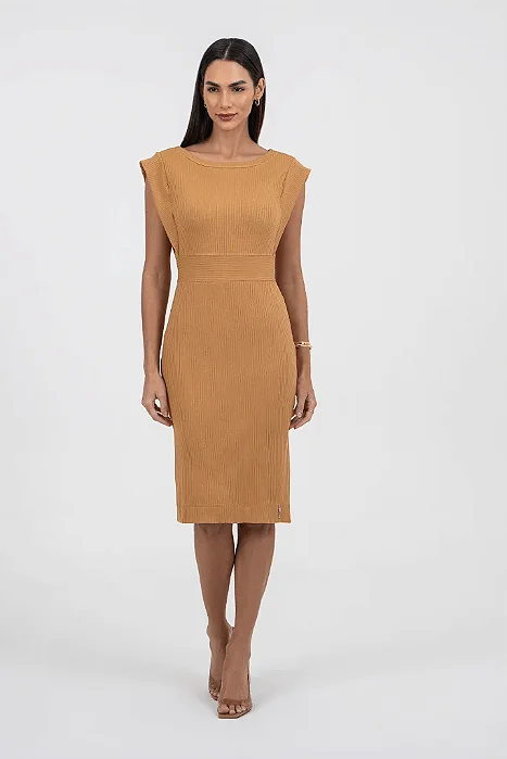 Vestido Ajustado Em Malha Canelada