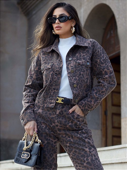 Jaqueta Sarja Animal Print Luzia Fazzolli - Estampada