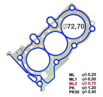 JUNTA CABECOTE METALICA HB20 1.0 12V 3CIL (0,75MM)