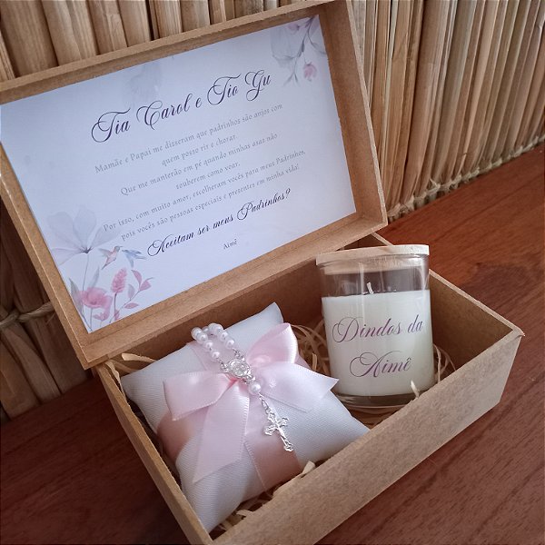 Caixa convite Padrinhos batizado M