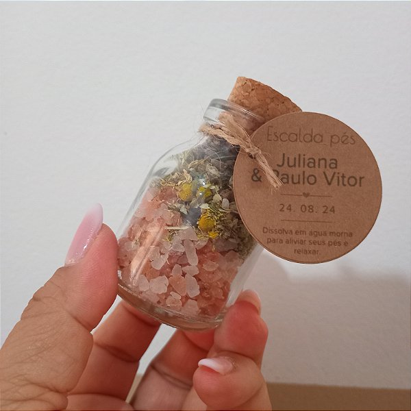 Kit 10  Escalda pés Relaxante no pote, lembrancinha Casamento, Batizado, Aniversário, Personalizada