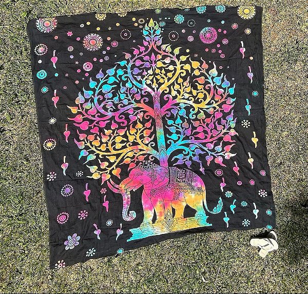 Canga Gigante Indiana - Estampa Árvore da Vida Color 2,30 x 2,10