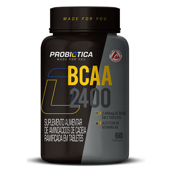 BCAA 2400 60 Caps  Pote 60 Tabletes Vitamina B6 - Probiótica