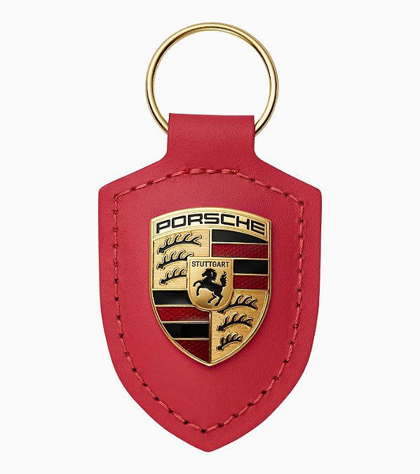 Chaveiro de Couro com Emblema Porsche - Vermelho