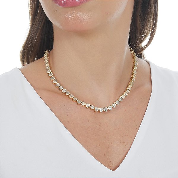 Colar Choker Riviera Coração Micro Zircônia Cristal