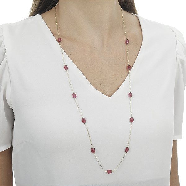 Colar Longo 11 Cristais Octogonais Passantes
