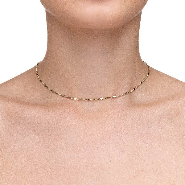Colar Choker Monção Lisa Com Efeito Amassado