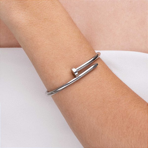 Bracelete Prego Liso - Grosso Ródio