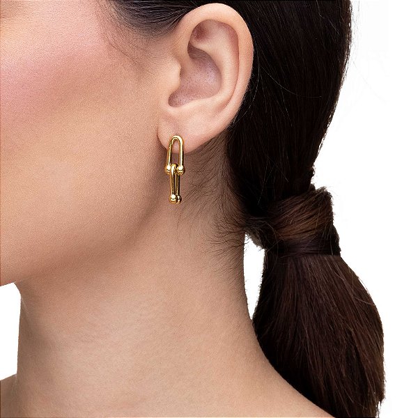Brinco Elos Pequenos U Ouro 18K