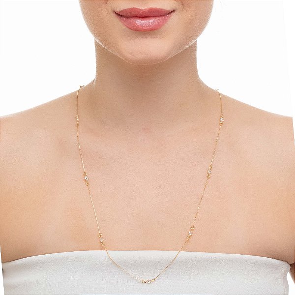 Colar Longo Tiffy Banho Ouro 18K