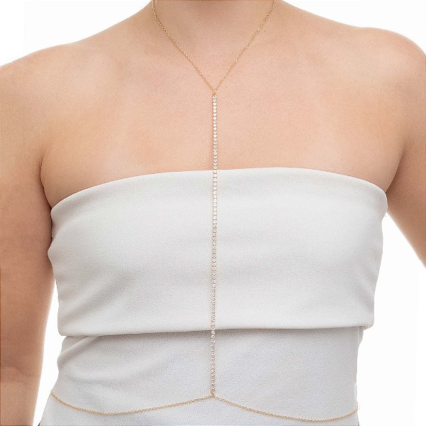 Body Chain Riviera Central 3mm Ouro 18K