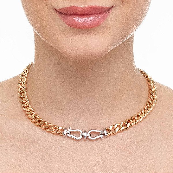 Choker Metal Fivela com Mix de Banho