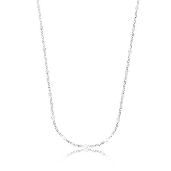 Choker Grume Batida Losango 45cm Ródio