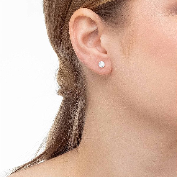 Brinco Prata 925 Zircônia Redonda 5mm