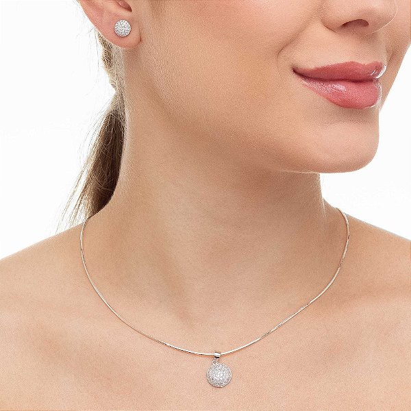 Conjunto Prata 925 Meia Esfera