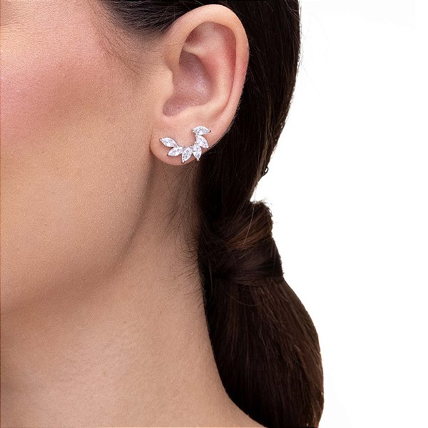 Brinco Earcuff Navetes Pequeno Ródio