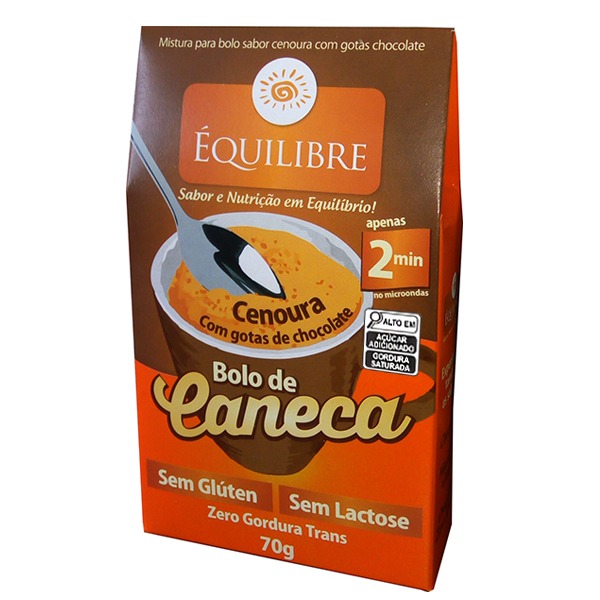BOLO DE CANECA CENOURA GOTAS CHOCO SEM GLÚTEN 70G ÉQUILIBRE