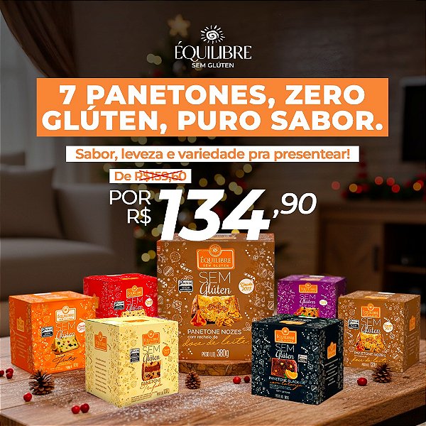 KIT PRESENTE 6 MINIPANETONES +1 PANETONE NOZES 380G