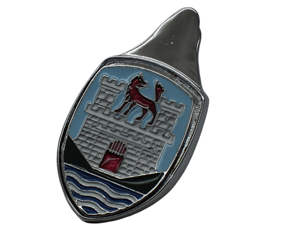 Emblema Brasão do Capô Fusca Wolfsburg Resinado Fundo Azul