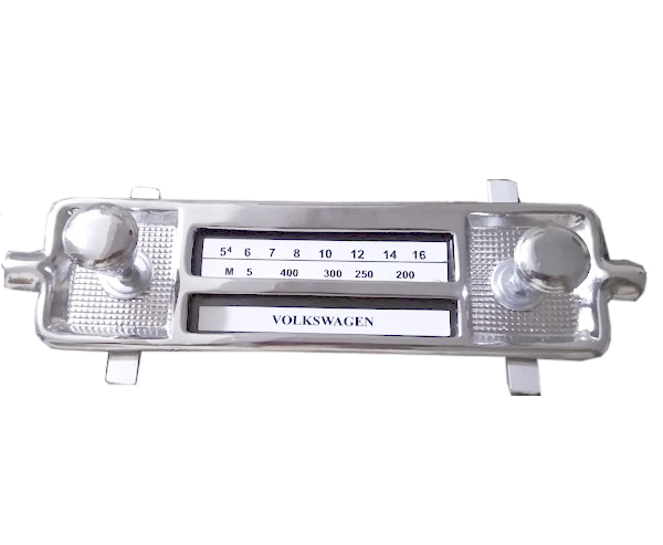 Frente do rádio do Fusca decorativa botão cromado