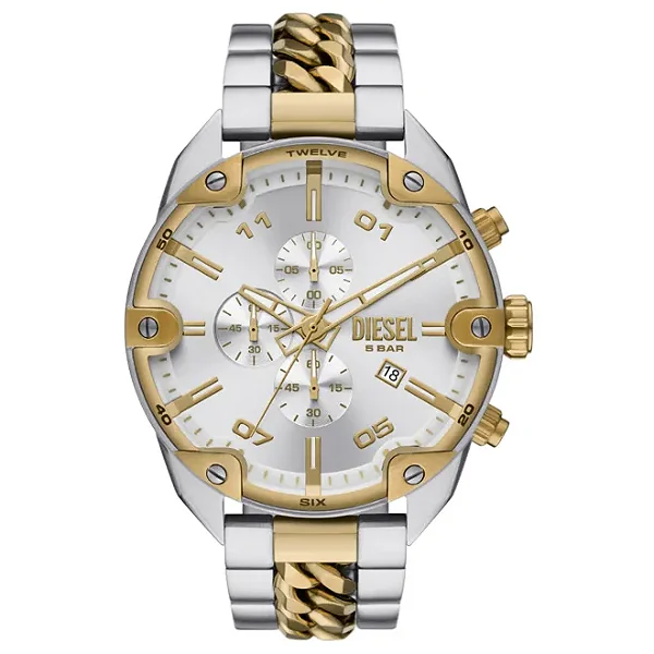Relógio DIESEL Spiked Cronógrafo Masculino Prateado Misto DZ4629B1 S1SK