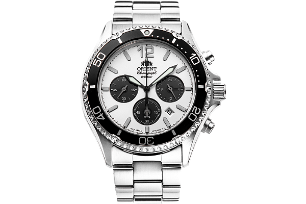 Relógio Orient Solar Mako RA-TX0203S10B Panda – Cronógrafo Solar e Vidro de Safira