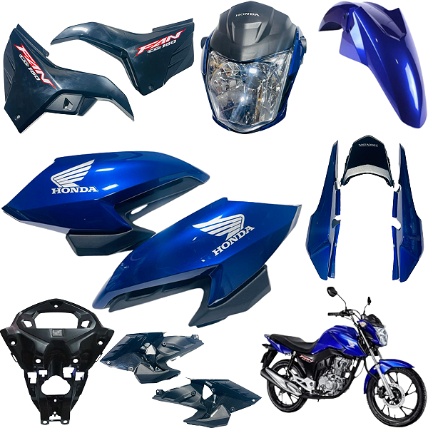 KIT CARENAGEM CG FAN 160 AZUL CARAIVA 2022 COMPLETO