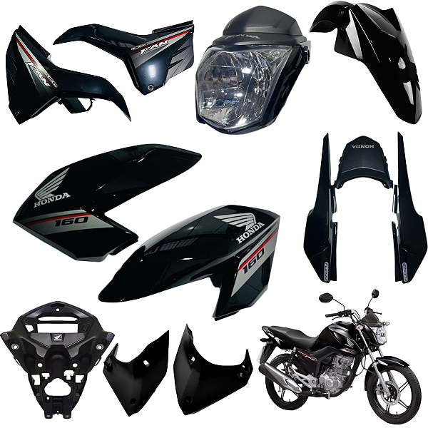 KIT CARENAGEM CG FAN 160 PRETA 2016 COMPLETO