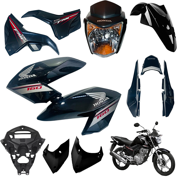 KIT CARENAGEM CG FAN 160 PRETA 2017 COMPLETO