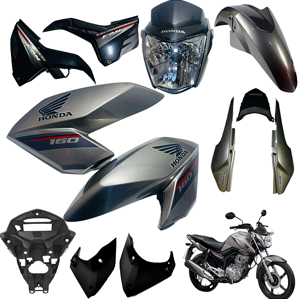 KIT CARENAGEM CG FAN 160 CINZA TORNADO 2016 COMPLETO